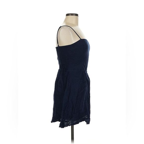 Reformation Kiernan Mini Ruffle Linen Navy Dress 8 - Picture 3 of 10